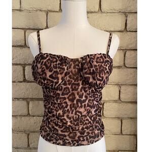 Madden Girl Leopard Print Ruched Bustier Cami Top - Size Medium